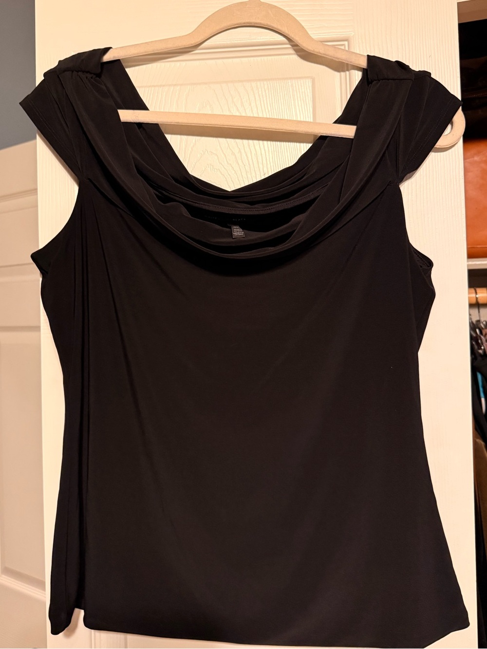 White House Black Market Black Draped Cowl Neck Sleeveless Top